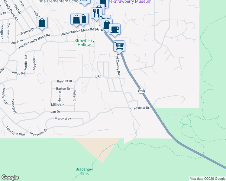 map of restaurants, bars, coffee shops, grocery stores, and more near 5982 Torrie Pines Lane in Pine