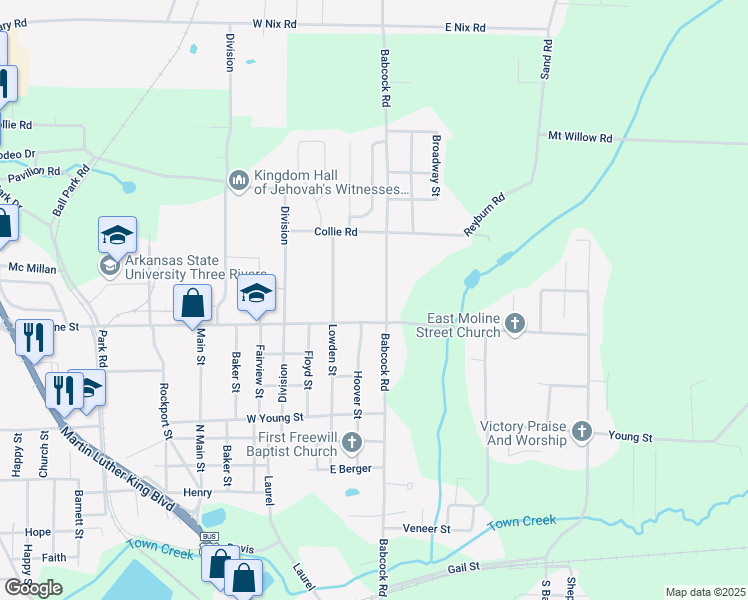 map of restaurants, bars, coffee shops, grocery stores, and more near 120 West Moline Street in Malvern