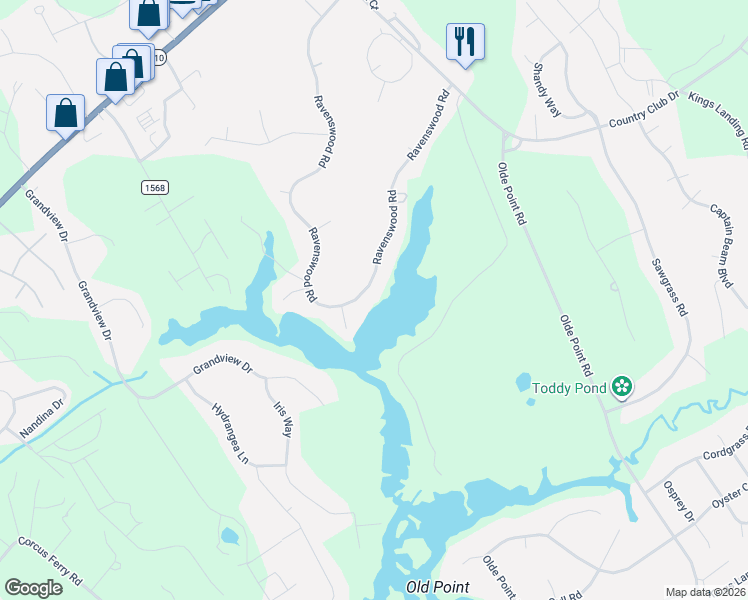 map of restaurants, bars, coffee shops, grocery stores, and more near 606 Ravenswood Road in Hampstead