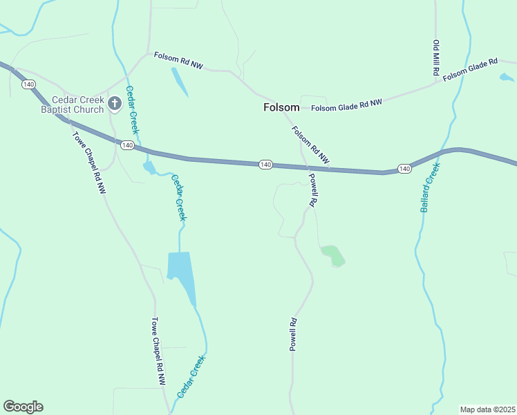 map of restaurants, bars, coffee shops, grocery stores, and more near Powell Road Northwest in Bartow County