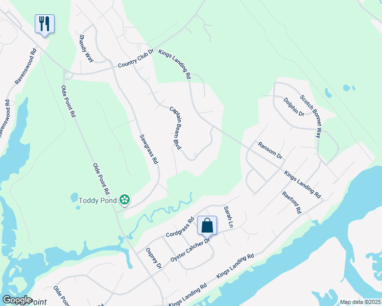 map of restaurants, bars, coffee shops, grocery stores, and more near 599 Captain Beam Boulevard in Hampstead