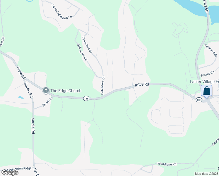 map of restaurants, bars, coffee shops, grocery stores, and more near 3907 Bark Camp Place in Gainesville