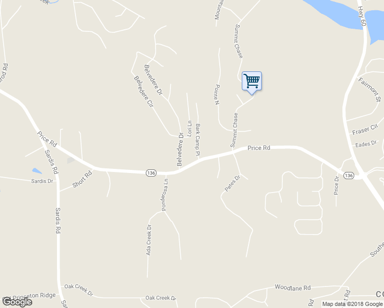 map of restaurants, bars, coffee shops, grocery stores, and more near 3907 Bark Camp Place in Gainesville