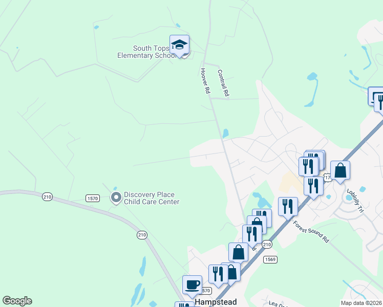 map of restaurants, bars, coffee shops, grocery stores, and more near 158 Renee Drive in Hampstead