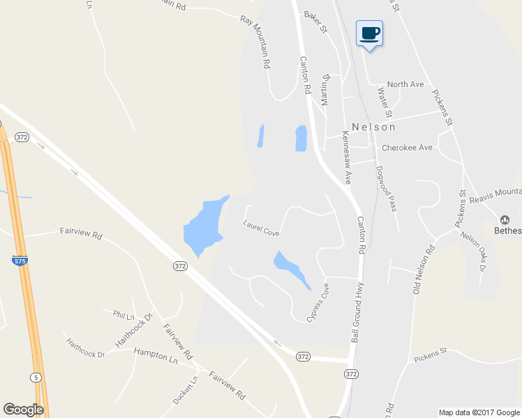 map of restaurants, bars, coffee shops, grocery stores, and more near 2049 Laurel Cove in Ball Ground