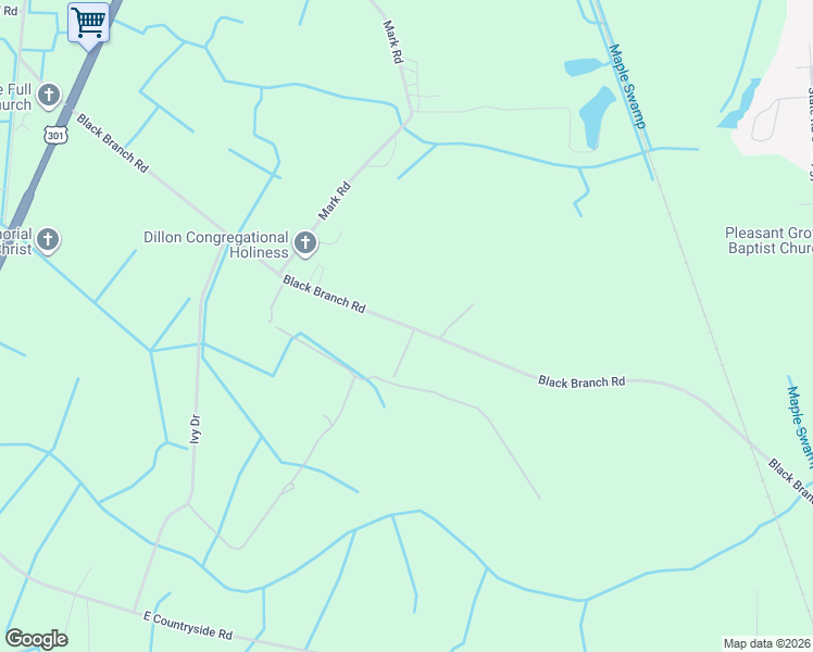 map of restaurants, bars, coffee shops, grocery stores, and more near 640 Black Branch Road in Dillon