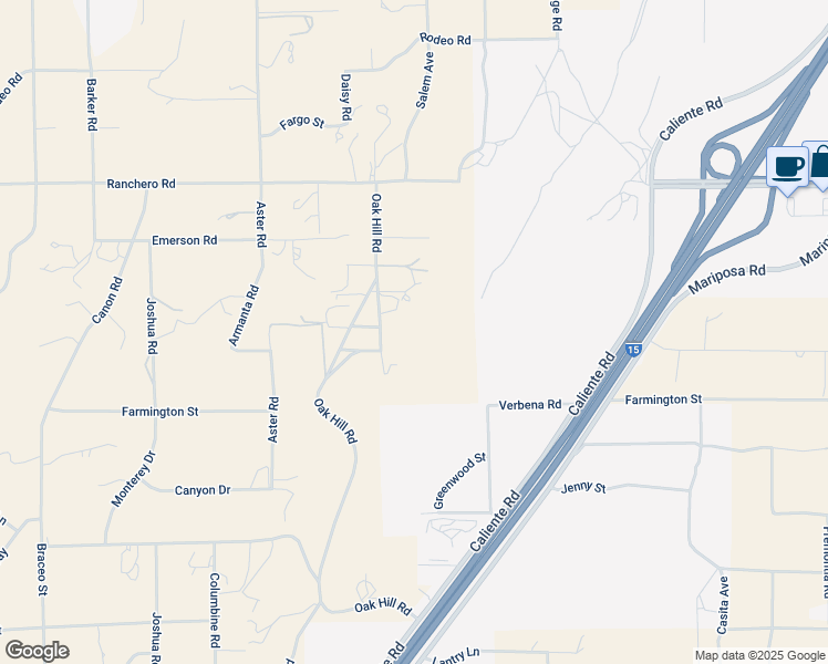 map of restaurants, bars, coffee shops, grocery stores, and more near 7045 Oak Hill Road in Hesperia
