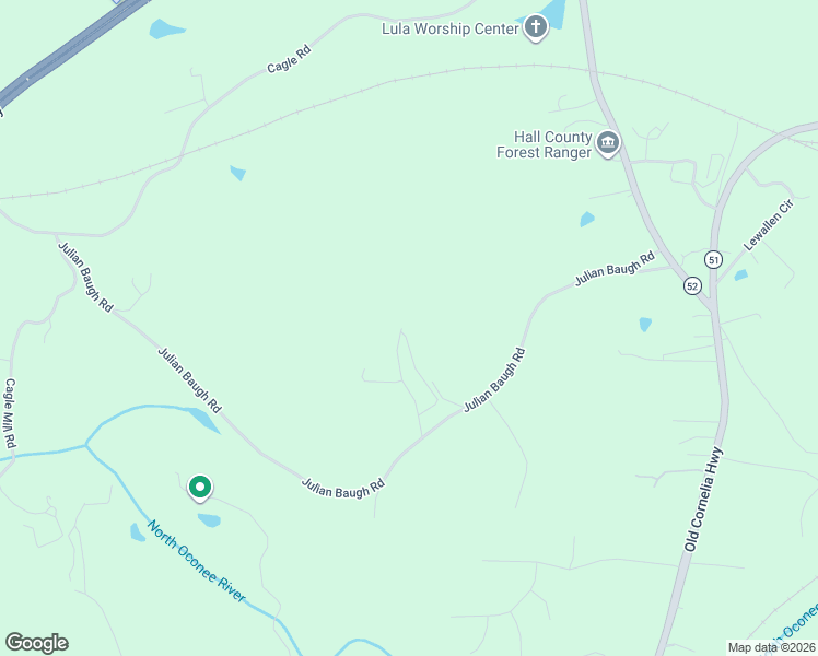 map of restaurants, bars, coffee shops, grocery stores, and more near 5794 Julian Baugh Road in Lula