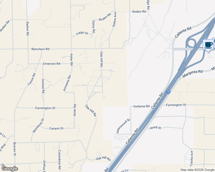 map of restaurants, bars, coffee shops, grocery stores, and more near 7045 Oak Hill Road in Hesperia