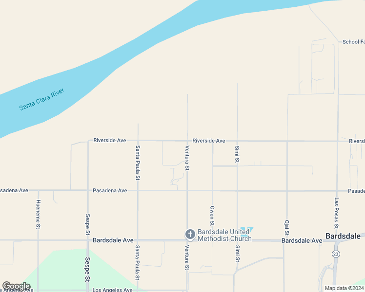 map of restaurants, bars, coffee shops, grocery stores, and more near 805 Ventura Street in Fillmore