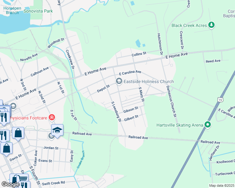 map of restaurants, bars, coffee shops, grocery stores, and more near 809 Dunn Street in Hartsville