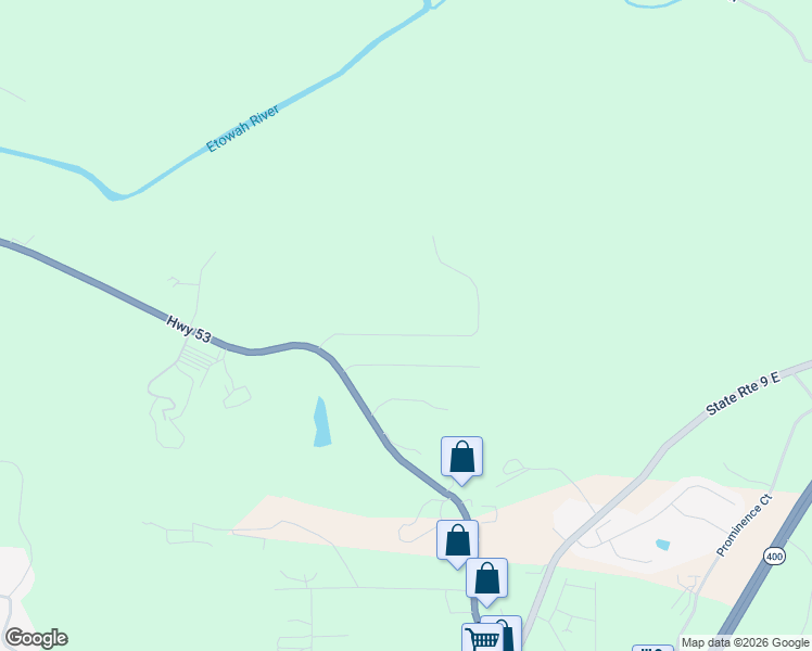 map of restaurants, bars, coffee shops, grocery stores, and more near 215 Brights Way in Dawsonville