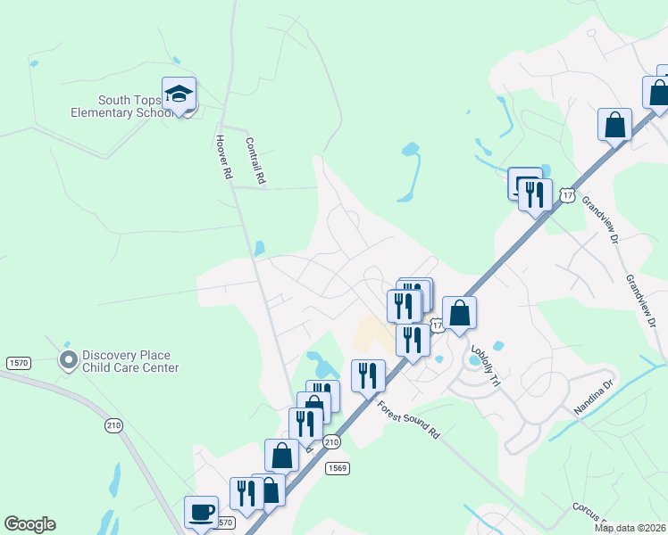 map of restaurants, bars, coffee shops, grocery stores, and more near 81 Daffodil Drive in Hampstead