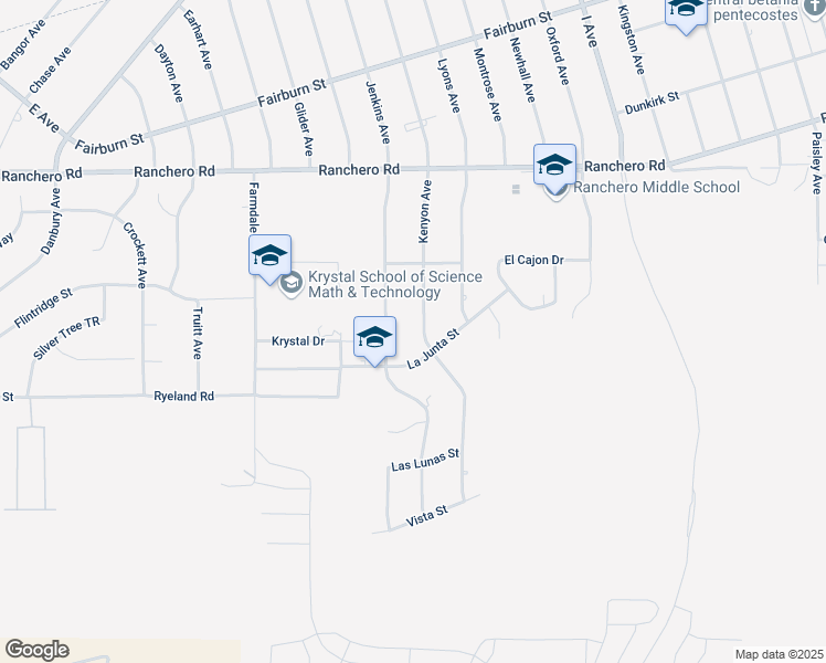 map of restaurants, bars, coffee shops, grocery stores, and more near 7020 Kenyon Avenue in Hesperia
