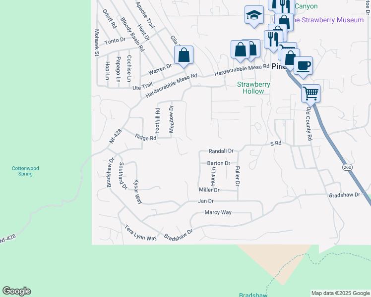 map of restaurants, bars, coffee shops, grocery stores, and more near 3357 Oak Wood Springs in Pine