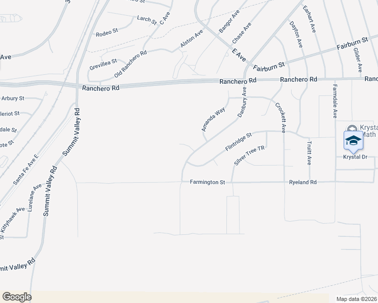 map of restaurants, bars, coffee shops, grocery stores, and more near 16541 Desert Vista Court in Hesperia