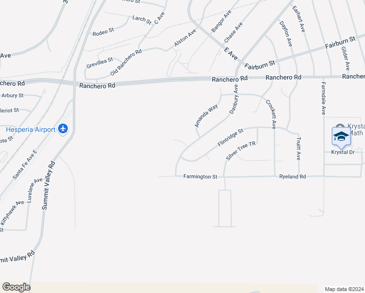 map of restaurants, bars, coffee shops, grocery stores, and more near 16541 Desert Vista Court in Hesperia