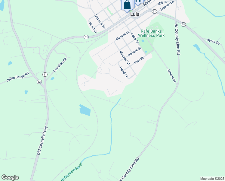 map of restaurants, bars, coffee shops, grocery stores, and more near 6650 Noah Way in Lula