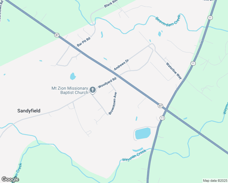 map of restaurants, bars, coffee shops, grocery stores, and more near 86 Browntown Avenue in Riegelwood