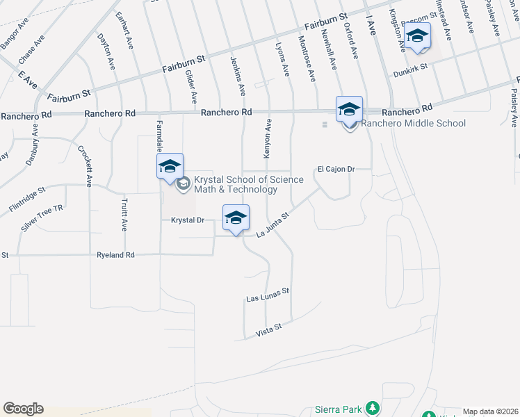 map of restaurants, bars, coffee shops, grocery stores, and more near 7020 Kenyon Avenue in Hesperia