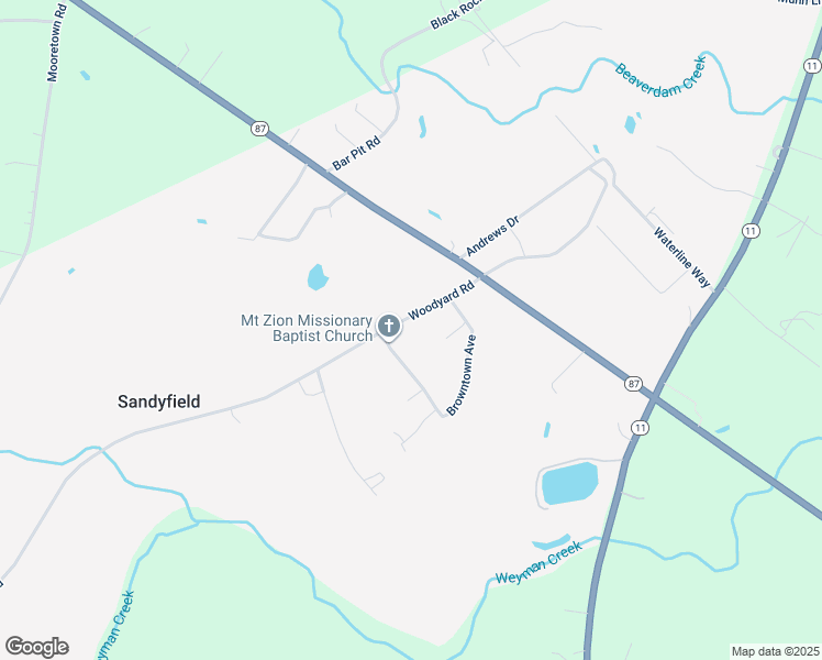map of restaurants, bars, coffee shops, grocery stores, and more near 2058 Woodyard Road in Riegelwood