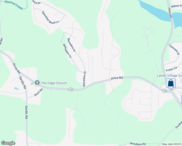map of restaurants, bars, coffee shops, grocery stores, and more near 3925 Bark Camp Place in Gainesville