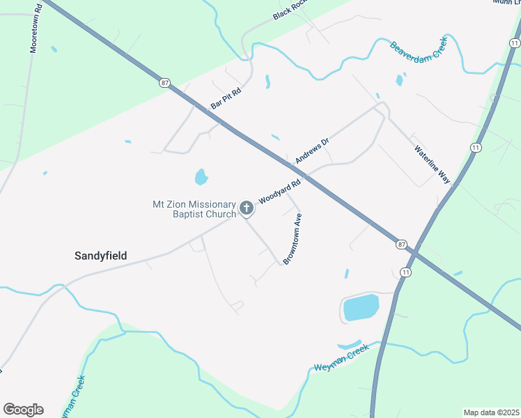 map of restaurants, bars, coffee shops, grocery stores, and more near 2058 Woodyard Road in Riegelwood