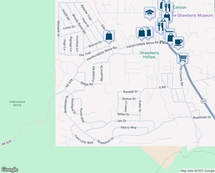 map of restaurants, bars, coffee shops, grocery stores, and more near 3357 Oak Wood Springs in Pine