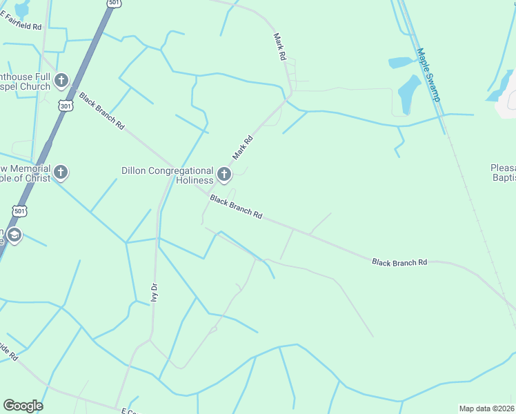 map of restaurants, bars, coffee shops, grocery stores, and more near 640-650 Black Branch Road in Dillon