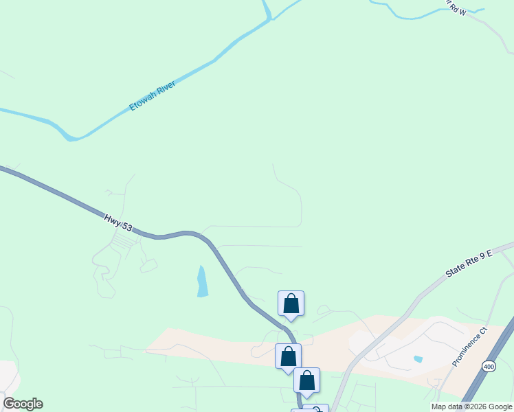 map of restaurants, bars, coffee shops, grocery stores, and more near 215 Brights Way in Dawsonville