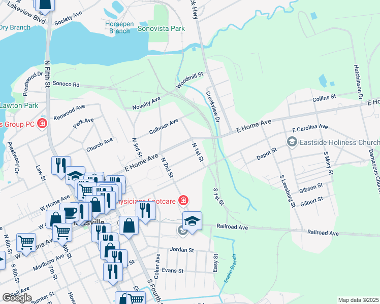 map of restaurants, bars, coffee shops, grocery stores, and more near 528 East Carolina Avenue in Hartsville