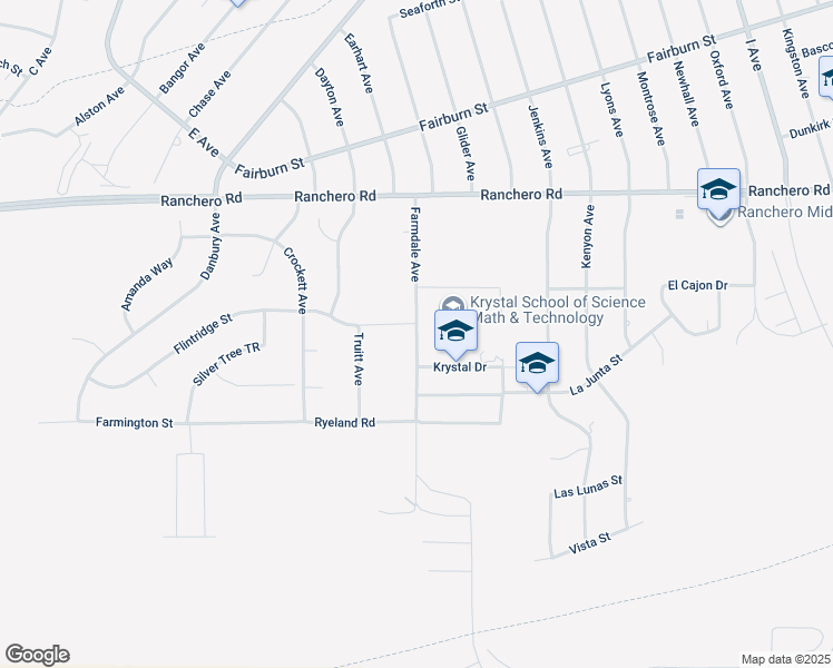 map of restaurants, bars, coffee shops, grocery stores, and more near 7144 Farmdale Avenue in Hesperia