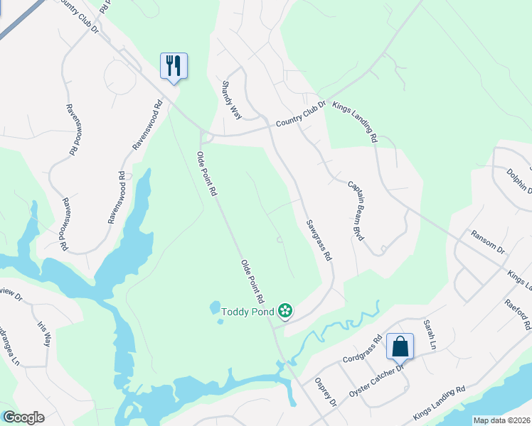 map of restaurants, bars, coffee shops, grocery stores, and more near 705 Green Tee Road in Hampstead