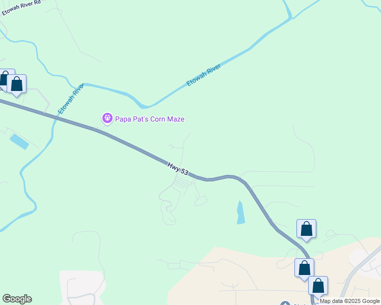 map of restaurants, bars, coffee shops, grocery stores, and more near 0 Riverview Drive in Dawsonville