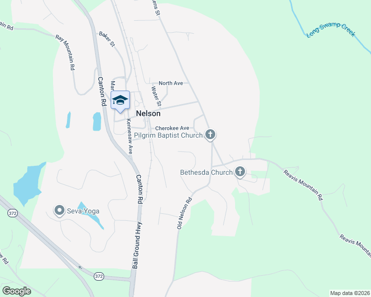 map of restaurants, bars, coffee shops, grocery stores, and more near 118 Nelson Ridge Drive in Ball Ground