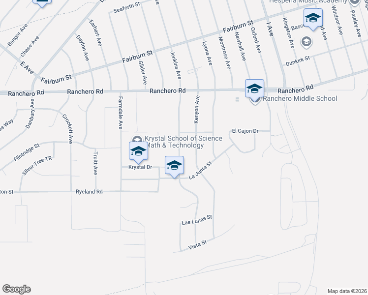 map of restaurants, bars, coffee shops, grocery stores, and more near 7075 Jenkins Avenue in Hesperia