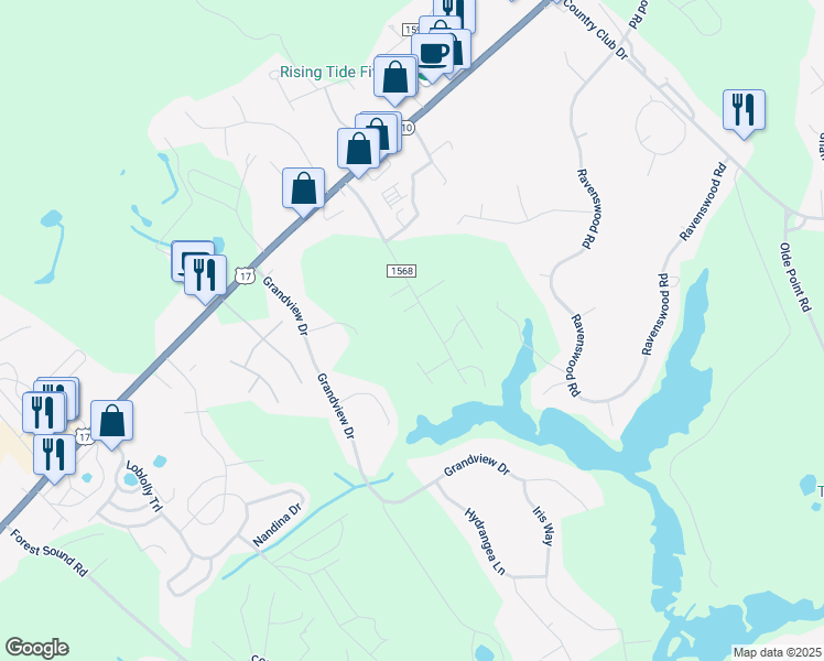 map of restaurants, bars, coffee shops, grocery stores, and more near 352 Williams Store Road in Hampstead