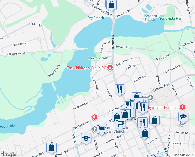 map of restaurants, bars, coffee shops, grocery stores, and more near 202 Greenwood Avenue in Hartsville