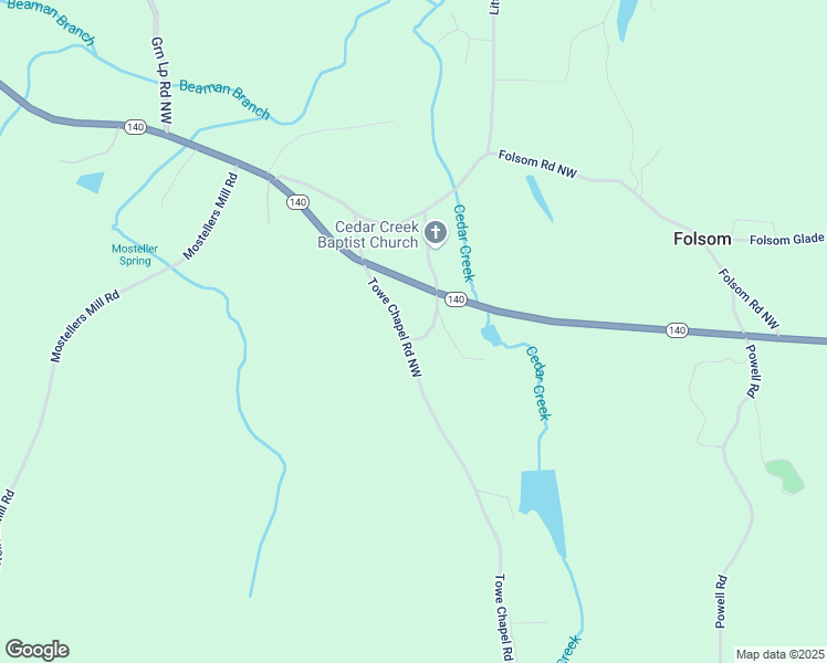 map of restaurants, bars, coffee shops, grocery stores, and more near 740 Towe Chapel Road Northwest in Adairsville