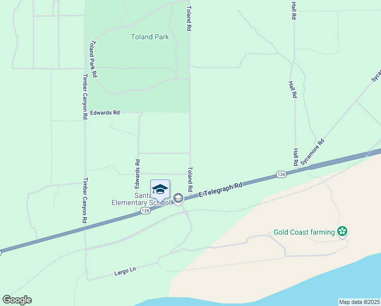 map of restaurants, bars, coffee shops, grocery stores, and more near 435 Toland Road in Santa Paula