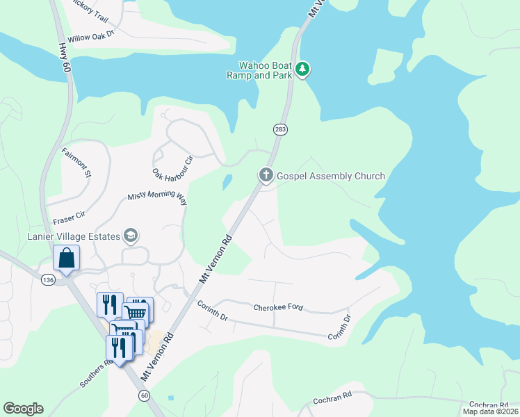 map of restaurants, bars, coffee shops, grocery stores, and more near 3811 Potomac Court in Gainesville