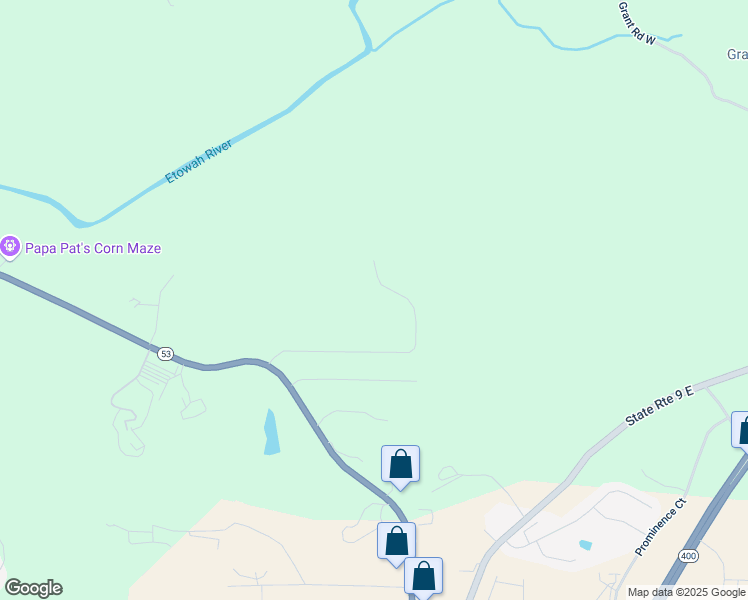 map of restaurants, bars, coffee shops, grocery stores, and more near 565 Brights Way in Dawsonville