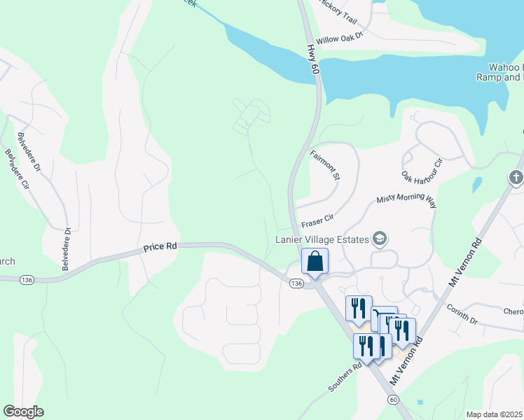 map of restaurants, bars, coffee shops, grocery stores, and more near 3740 Price Road in Gainesville