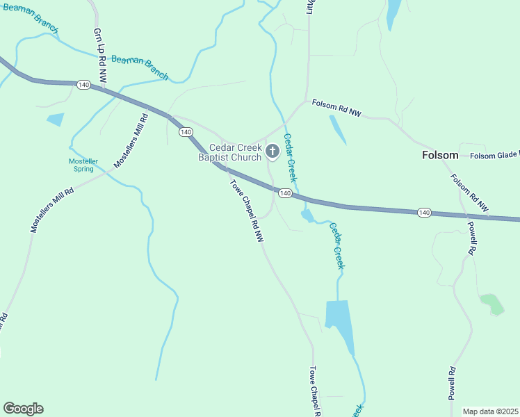 map of restaurants, bars, coffee shops, grocery stores, and more near 740 Towe Chapel Road Northwest in Adairsville