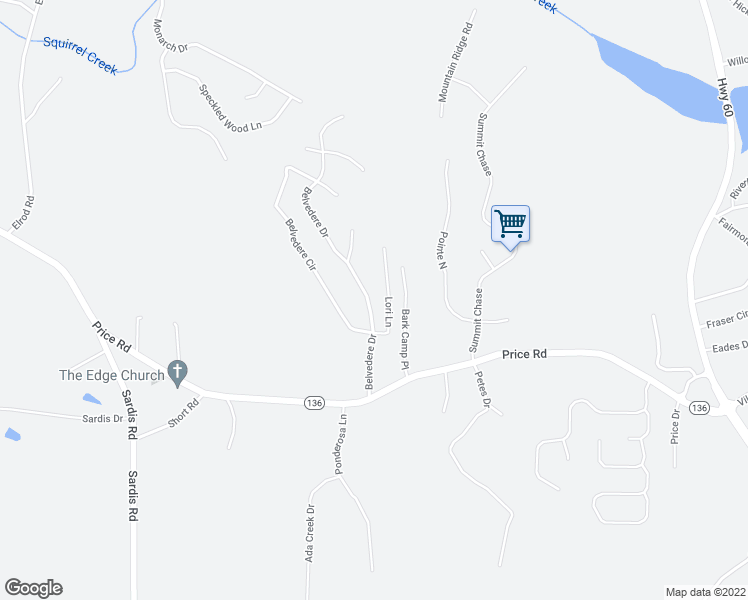 map of restaurants, bars, coffee shops, grocery stores, and more near 4110 Belvedere Drive in Gainesville
