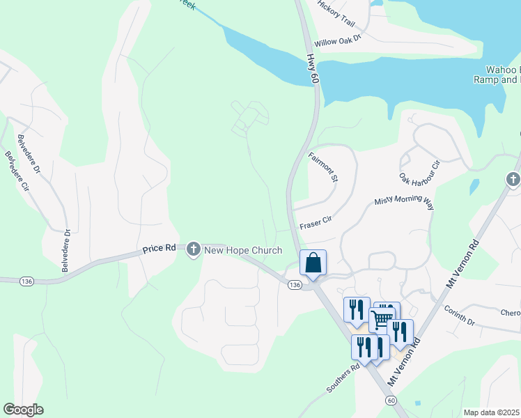 map of restaurants, bars, coffee shops, grocery stores, and more near 3762 Price Drive in Gainesville