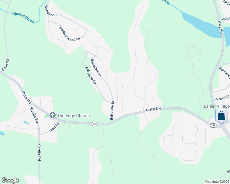 map of restaurants, bars, coffee shops, grocery stores, and more near 4110 Belvedere Drive in Gainesville