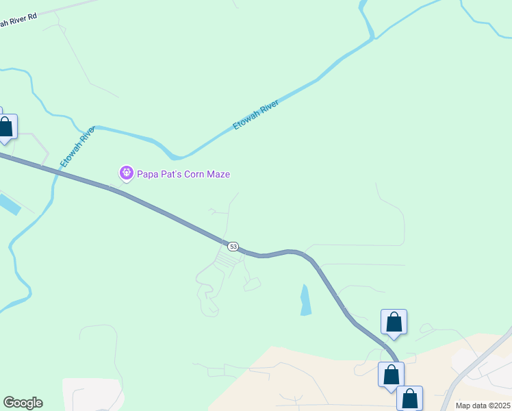 map of restaurants, bars, coffee shops, grocery stores, and more near 162 Riverview Drive in Dawsonville