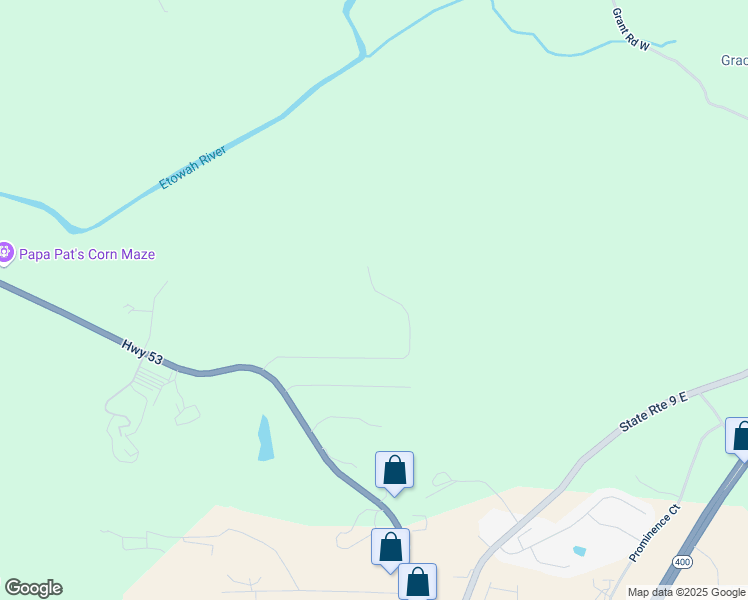 map of restaurants, bars, coffee shops, grocery stores, and more near 565 Brights Way in Dawsonville