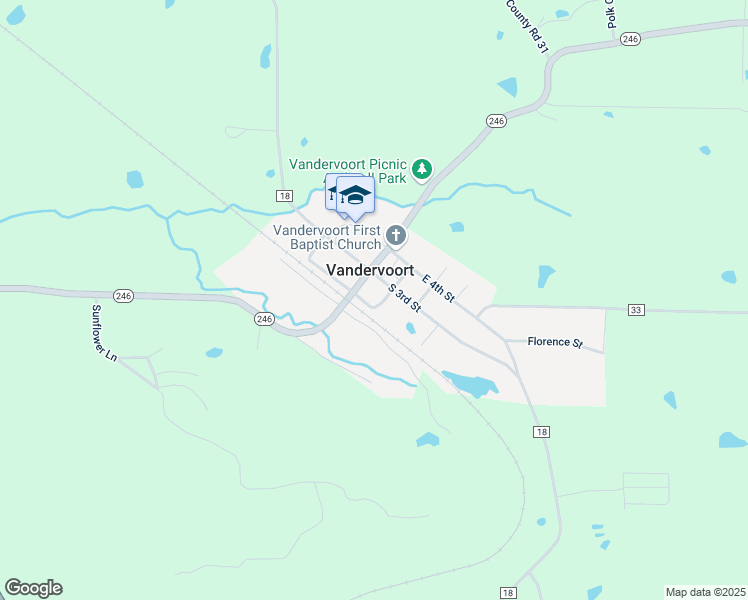 map of restaurants, bars, coffee shops, grocery stores, and more near 107 North Edwards Street in Cove